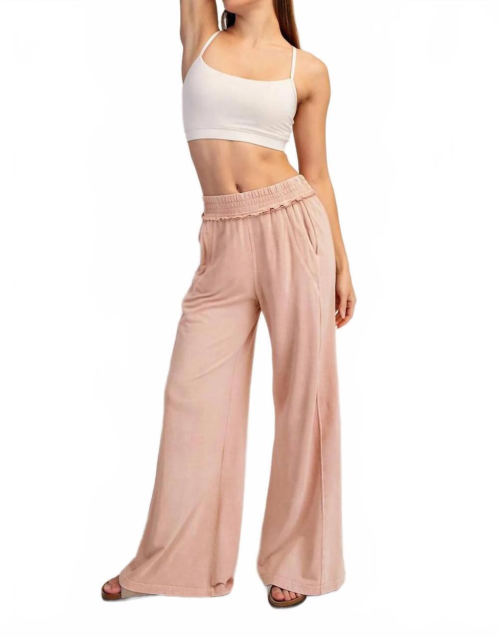 NEW RAE MODE mineral washed terry butter wide pants in pink